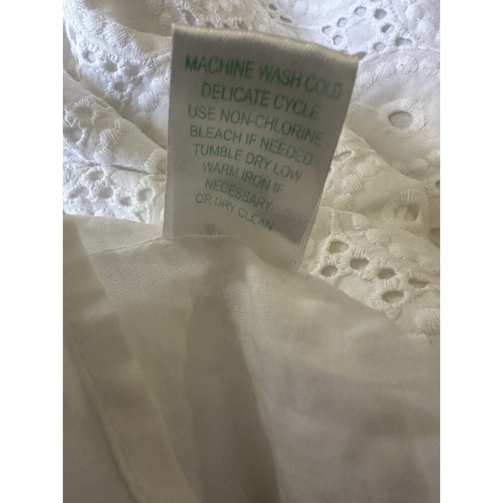 Lilly Pulitzer Crochet Eyelet Blouse Cap Short Sleeve Ruffle Button Back Size 8 - Picture 11 of 16